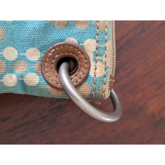 Vintage Fossil Key Per Felicity Coated Canvas Crossbody Bag Purse Leather Trim - Picture 7 of 10